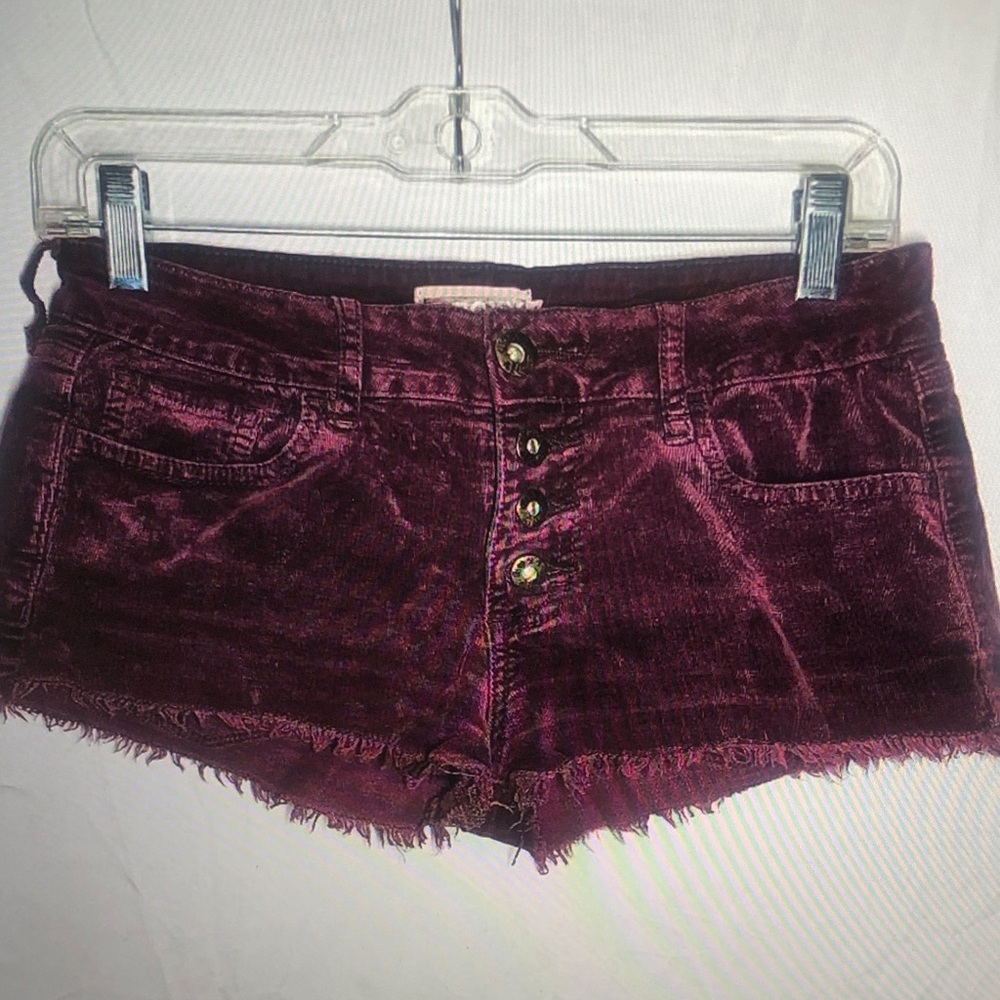 Velvet Burgundy Women Shorts